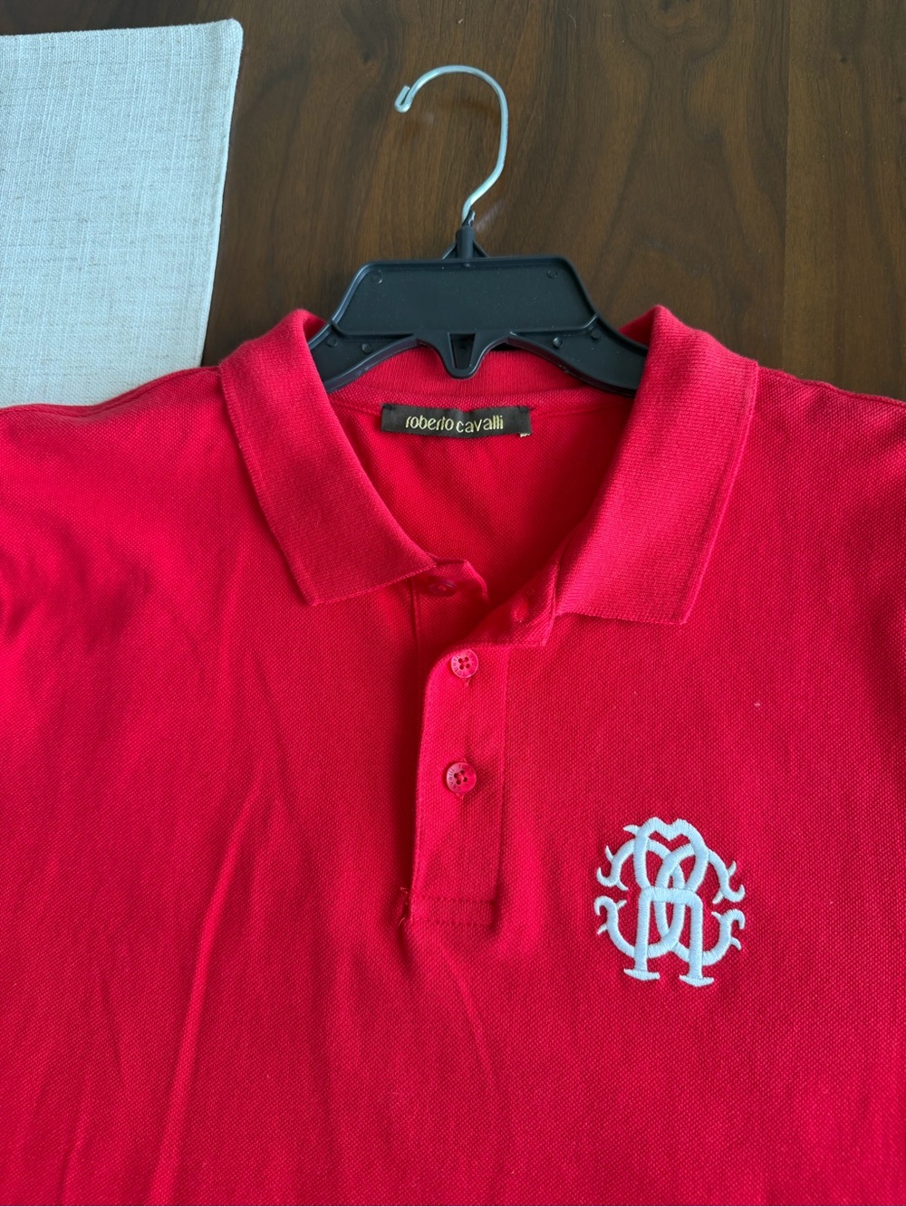 Roberto Cavalli Red Polo with White Embroidered Monogram